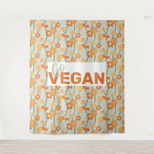Go Vegan! Pretty retro muted 1970s flowers Tapestry