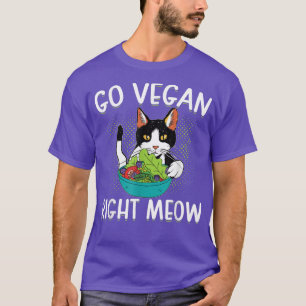 Go Vegan Right Meow Cat Vegan Vegetable Diet T-Shirt