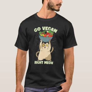 Go Vegan Right Meow  Funny Cat Veganism T-Shirt