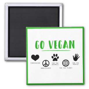 Go Vegan Slogan Quote People, Planet, Animal Magnet