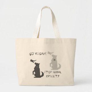 Go Vegan...Stop Animal Cruelty! Large Tote Bag