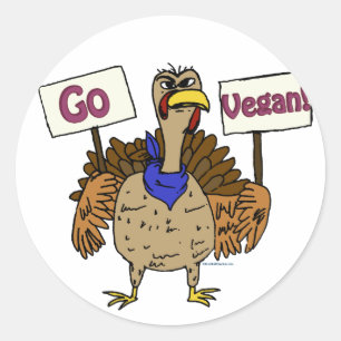 Go Vegan - Talking Turkey Classic Round Sticker