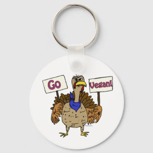 Go Vegan - Talking Turkey Key Ring