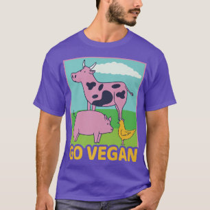 Go Vegan Vegan Cow Pig Chicken Vegetarian Nature T-Shirt
