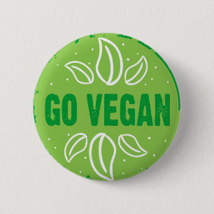 Go Vegan, vegan, veggie, vegetarian, 6 Cm Round Badge