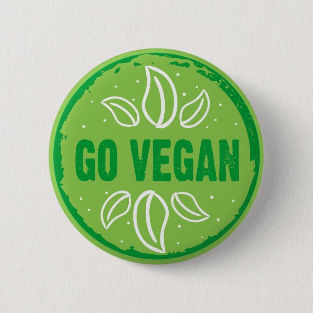Go Vegan, vegan, veggie, vegetarian, 6 Cm Round Badge (Front)