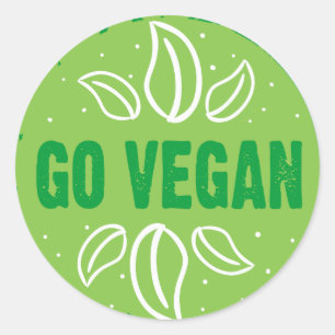 Go Vegan, vegan, veggie, vegetarian, Classic Round Sticker