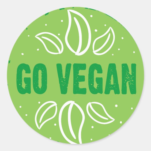 Go Vegan, vegan, veggie, vegetarian, Classic Round Sticker (Front)