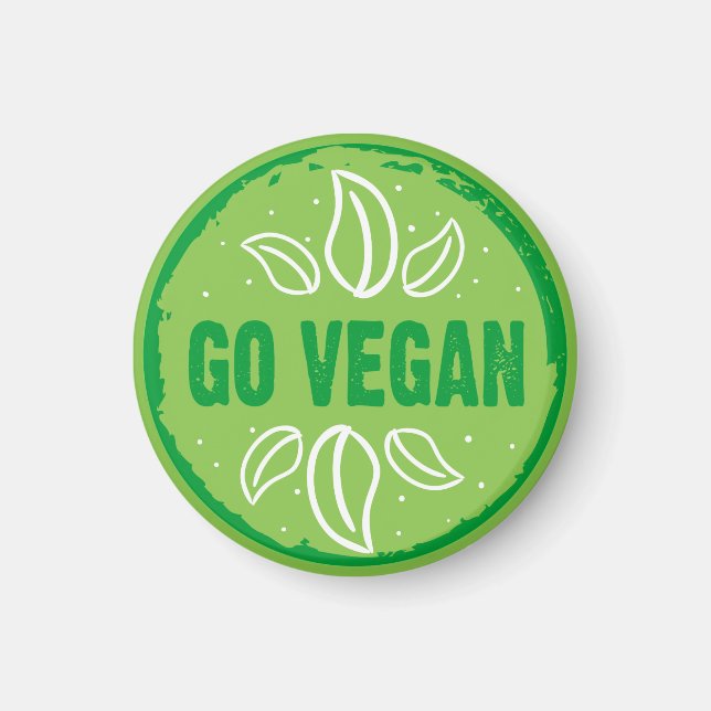 Go Vegan, vegan, veggie, vegetarian, Magnet (Front)