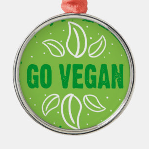 Go Vegan, vegan, veggie, vegetarian, Metal Tree Decoration