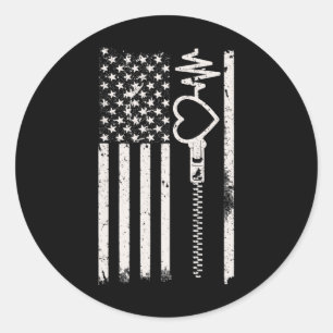 Go Wear Red In February Usa Flag For Heart Disease Classic Round Sticker