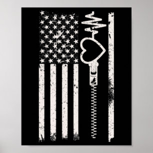 Go Wear Red In February Usa Flag For Heart Disease Poster