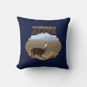 Go Where You Feel Most Alive Llama Adventurer Cushion