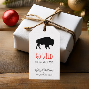Go Wild Black Buffalo Black and White Plaid ID602 Gift Tags