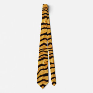 Go Wild Golden Tiger Wavy Stripes Natural Fur Look Tie