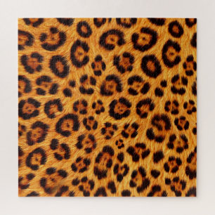 Go Wild Leopard Print Gold Orange Amber Fur Look Jigsaw Puzzle
