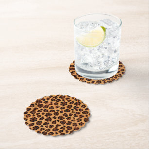Go Wild Leopard Print Gold Tan Orange Fur Look Paper Coaster