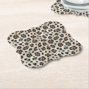 Go Wild Snow Leopard Warm Faux Fur Look Paper Coaster