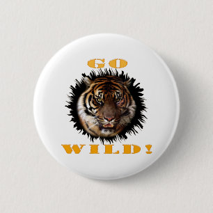 Go Wild Tiger 6 Cm Round Badge