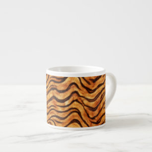 Go Wild Wavy Tiger Stripes Orange Dark Brown Espresso Cup