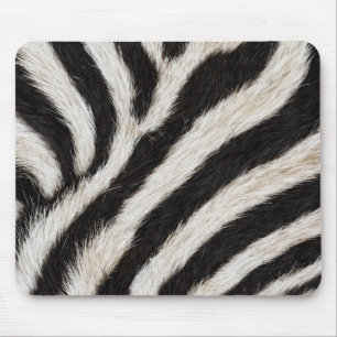 Go Wild Zebra Stripe Black White Faux Fur Look Mouse Mat