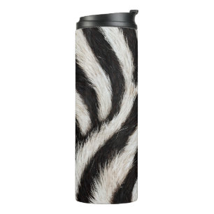 Go Wild Zebra Stripe Black White Faux Fur Look Thermal Tumbler