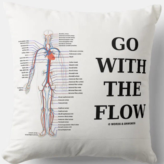 Go With The Flow Circulatory System Cushion (Circulatory system throw pillow for anyone who knows that one should "Go With The Flow")