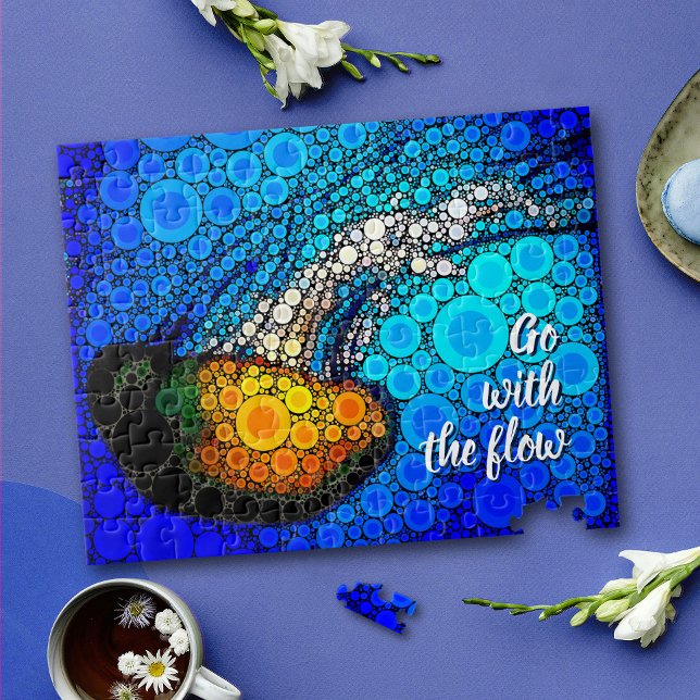 “Go with the Flow” Fun, Ocean Jellyfish Circle Art Jigsaw Puzzle (Creator Uploaded)