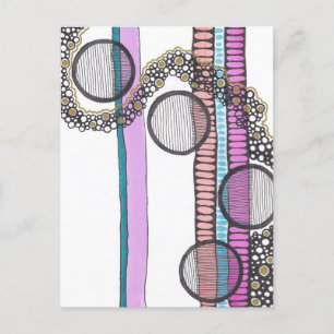 Go with the flow, girly abstract watercolour, postcard