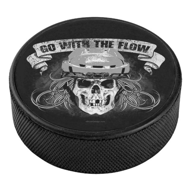 Go with the Flow (hockey hair) Hockey Puck (3/4)