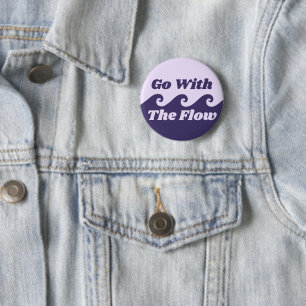 Go With The Flow Menstruation Purple Wave Slogan 6 Cm Round Badge