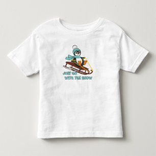 Go With The Snow Sledding Cute Penguin Winter Toddler T-Shirt