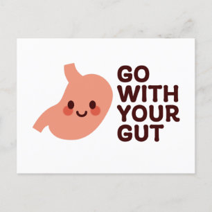 Go With Your Gut – Cute Smiling Stomach Illustrati Holiday Postcard