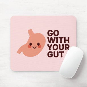 Go With Your Gut – Cute Smiling Stomach Illustrati Mouse Mat