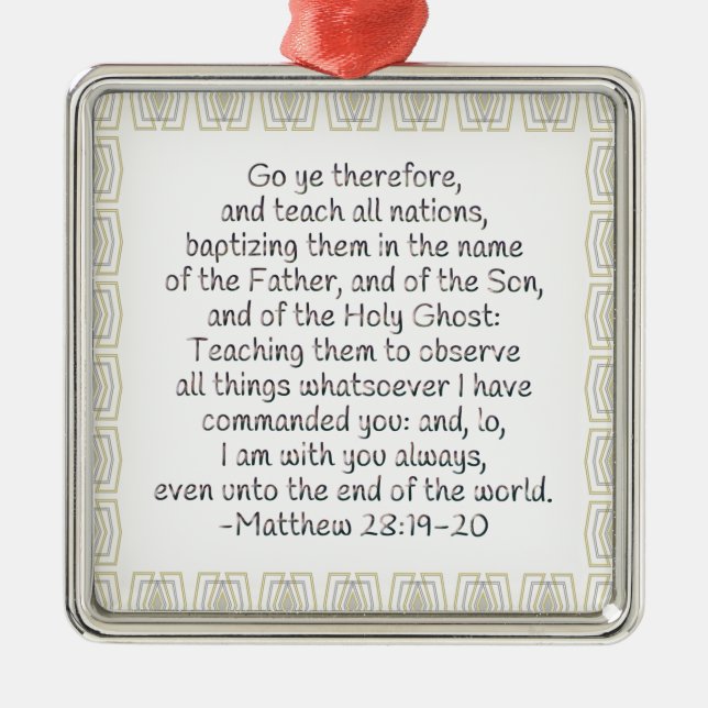 Go Ye Therefore and Teach All Nations Metal Tree Decoration (Front)