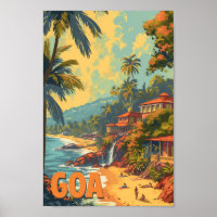 Goa Beach India Artistic Travel Illustration