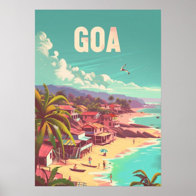 Goa India Coastal Retro Art Travel Poster (Front)