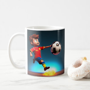 "Goal Bound: The Animated Boy's Perfect Kick" Coffee Mug