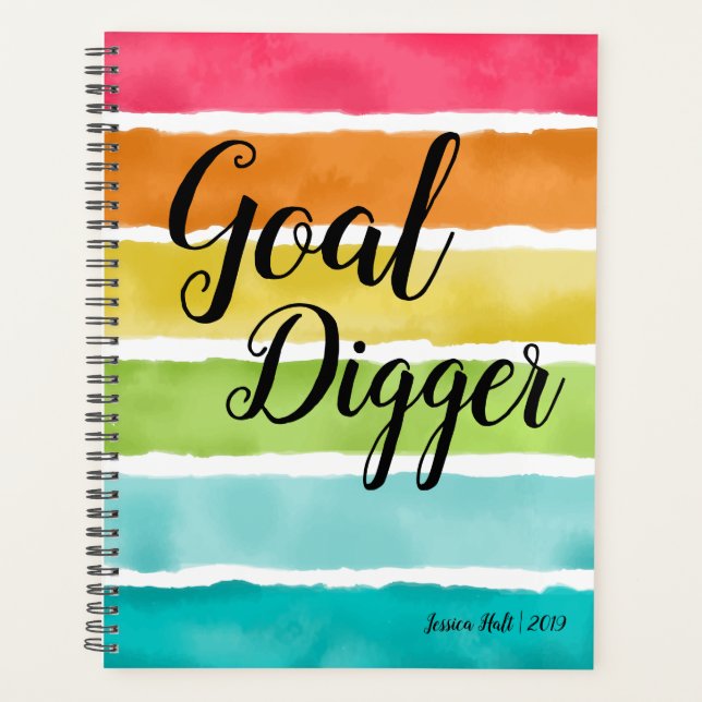 Goal Digger Colourful Watercolor Planner (Front)