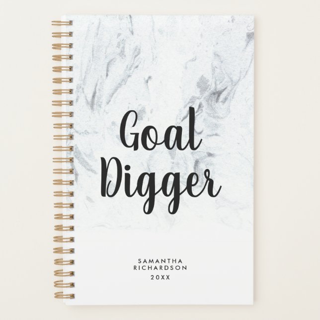 Goal Digger Marble Brush Lettered Motivational Planner (Front)