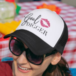 Goal Digger Trucker Hat<br><div class="desc">Cute trucker hat design features "goal digger" in black lettering with a vibrant fuchsia pink lips illustration. Makes a great gift for independant lip colour distributors,  downlines and makeup artists!</div>
