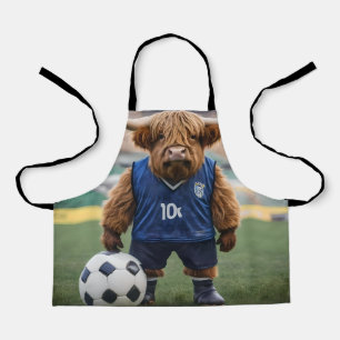 "Goal-Getter: A Highland Cow Dressed for Soccer" Apron