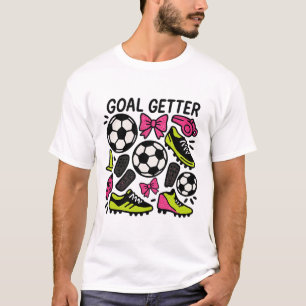 Goal Getter Coquette Soccer Design With Bows And C T-Shirt