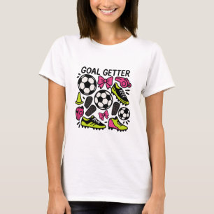 Goal Getter Coquette Soccer Design With Bows And C T-Shirt