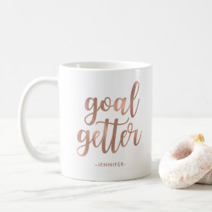 Goal Getter Faux Rose Gold Typography Coffee Mug