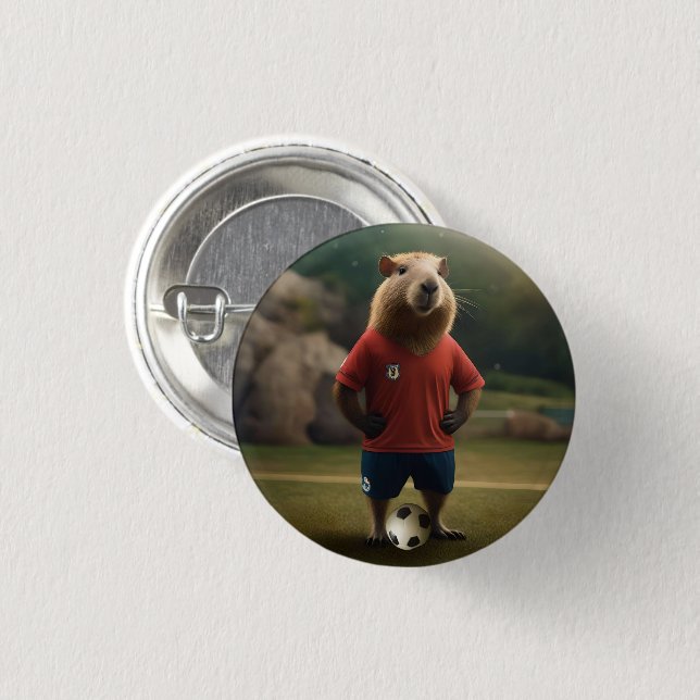 "Goal Getter: The Soccer Star Capybara" 3 Cm Round Badge (Front & Back)