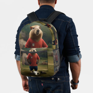 "Goal Getter: The Soccer Star Capybara" Printed Backpack