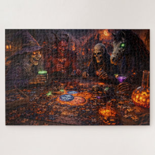 Goal night out spooky witch and skeleton fantasy j jigsaw puzzle
