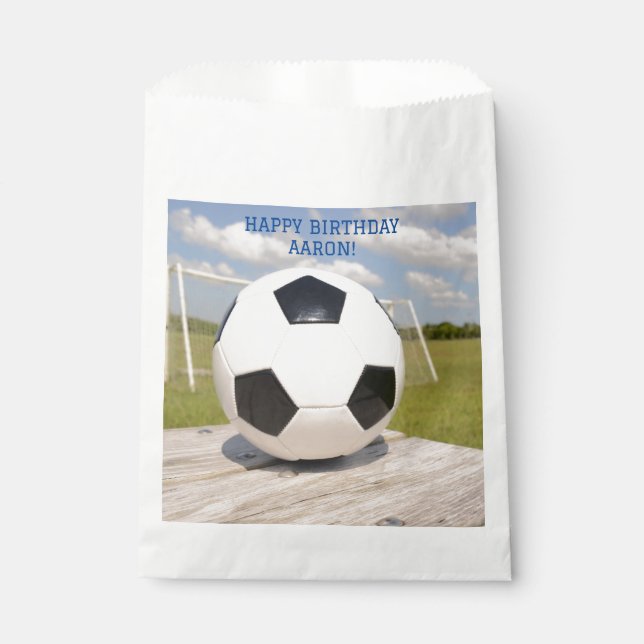  Goal Post Black and White Soccer Ball Sports  Favour Bags (Front)