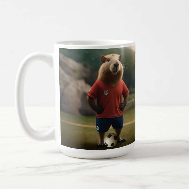 "Goal-Scoring Capybara: The Ultimate Soccer Star!" Coffee Mug (Left)